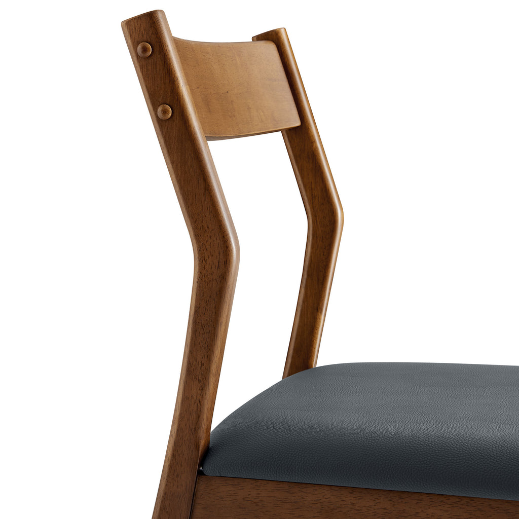 Solara Vegan Leather Wood Dining Side Chairs Set of 2 - Walnut Black