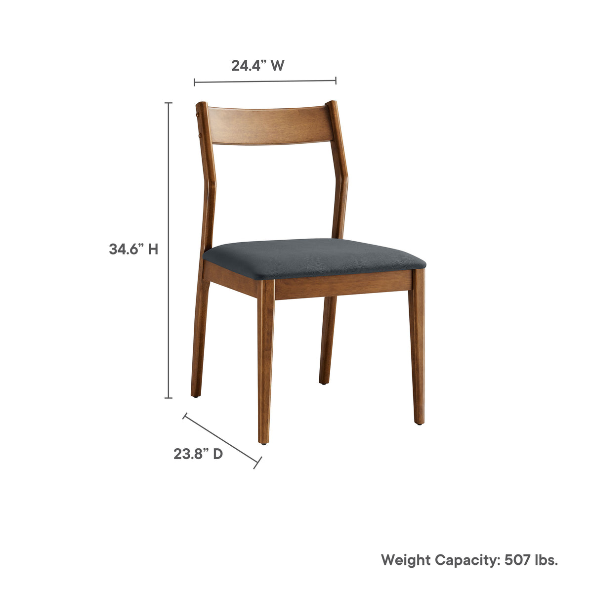 Solara Vegan Leather Wood Dining Side Chairs Set of 2 - Walnut Black