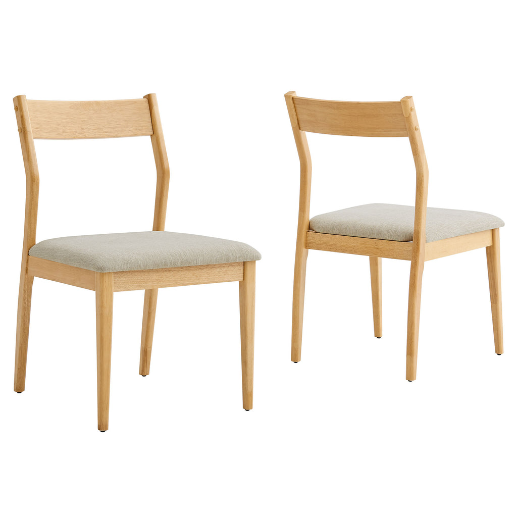 Solara Fabric Wood Dining Side Chairs Set of 2 - Natural Heathered Weave Beige