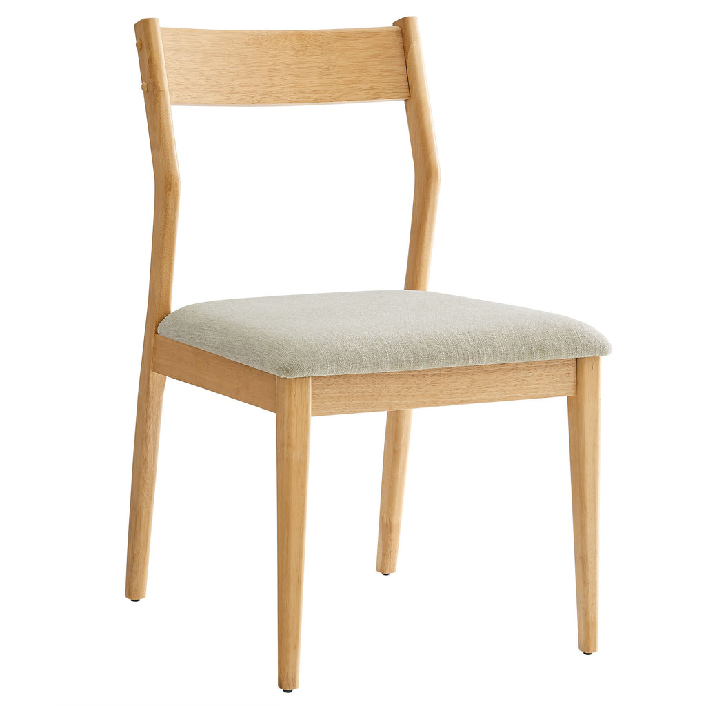 Solara Fabric Wood Dining Side Chairs Set of 2 - Natural Heathered Weave Beige