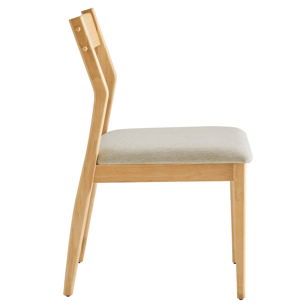 Solara Fabric Wood Dining Side Chairs Set of 2 - Natural Heathered Weave Beige