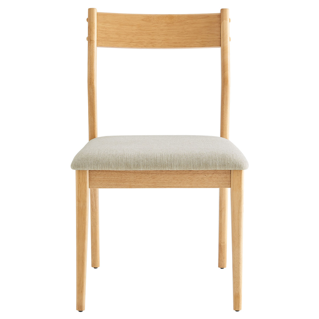 Solara Fabric Wood Dining Side Chairs Set of 2 - Natural Heathered Weave Beige