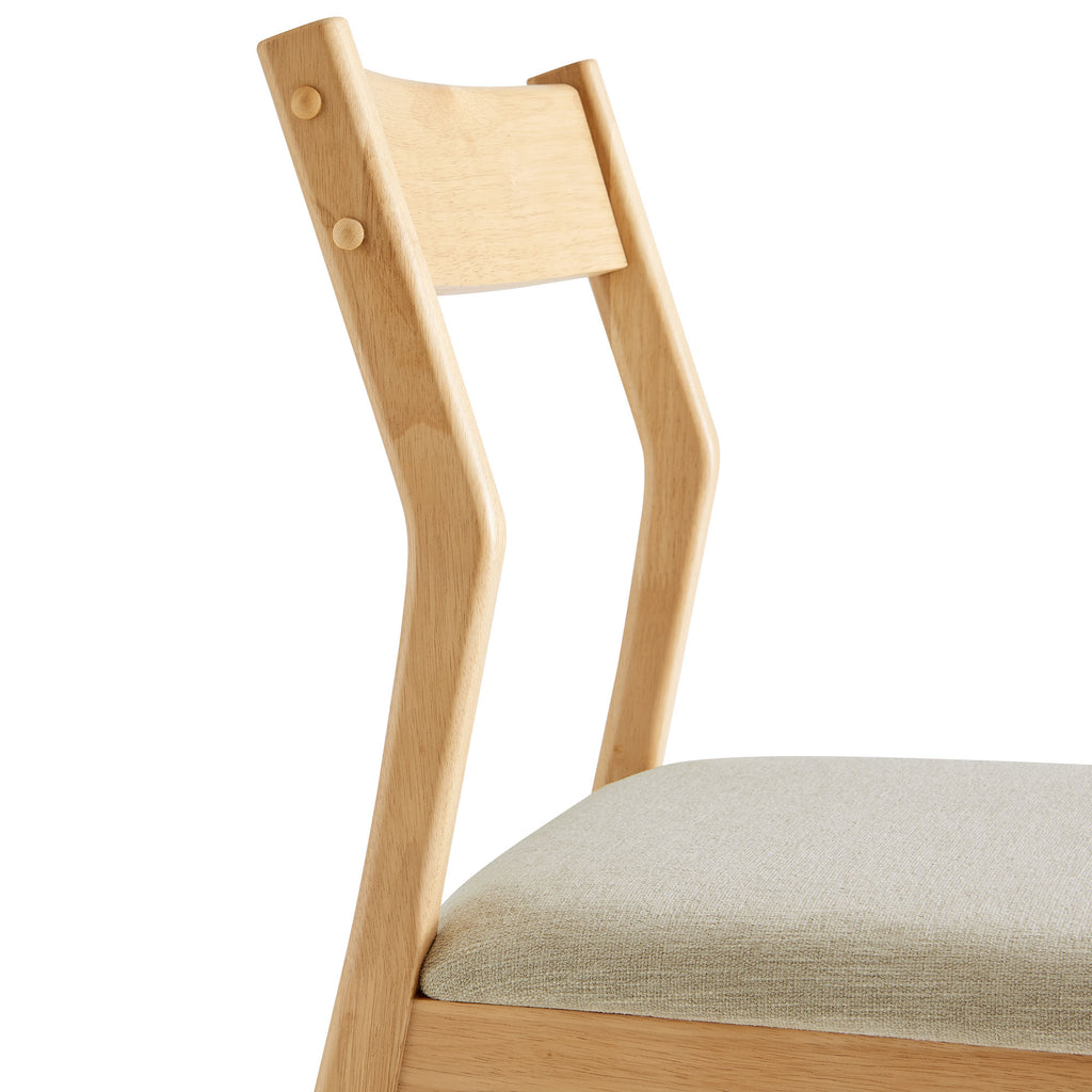 Solara Fabric Wood Dining Side Chairs Set of 2 - Natural Heathered Weave Beige