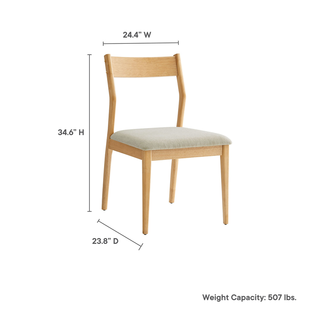 Solara Fabric Wood Dining Side Chairs Set of 2 - Natural Heathered Weave Beige