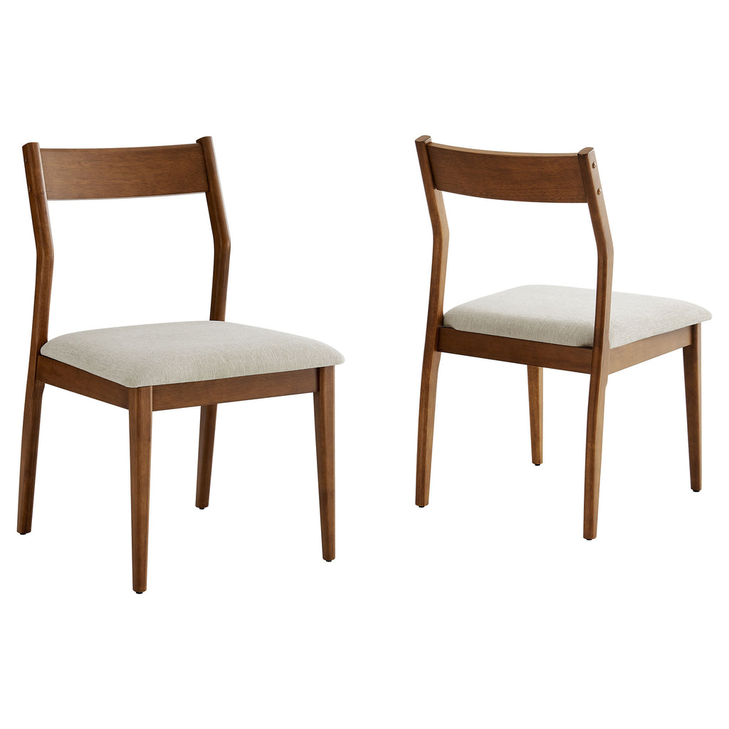 Solara Fabric Wood Dining Side Chairs Set of 2 - Walnut Heathered Weave Beige