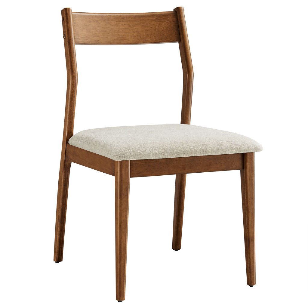 Solara 7-Piece Wood Dining Set with Fabric Upholstered Side Chairs - Walnut Heathered Weave Beige