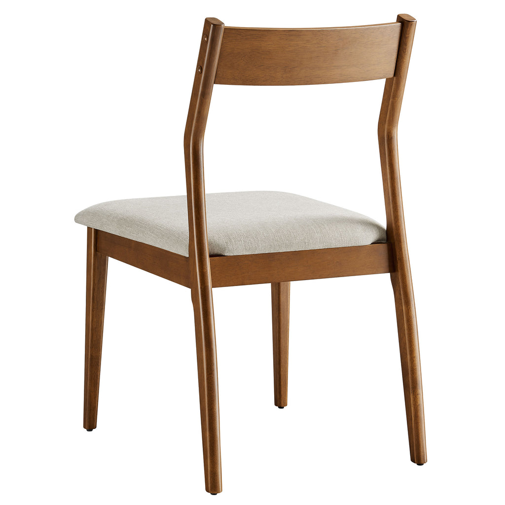Solara Fabric Wood Dining Side Chairs Set of 2 - Walnut Heathered Weave Beige