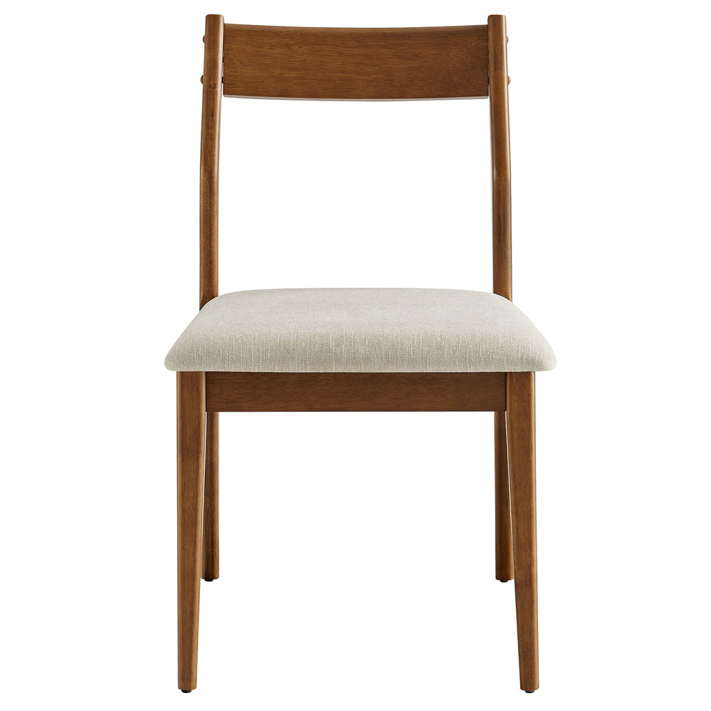 Solara Fabric Wood Dining Side Chairs Set of 2 - Walnut Heathered Weave Beige