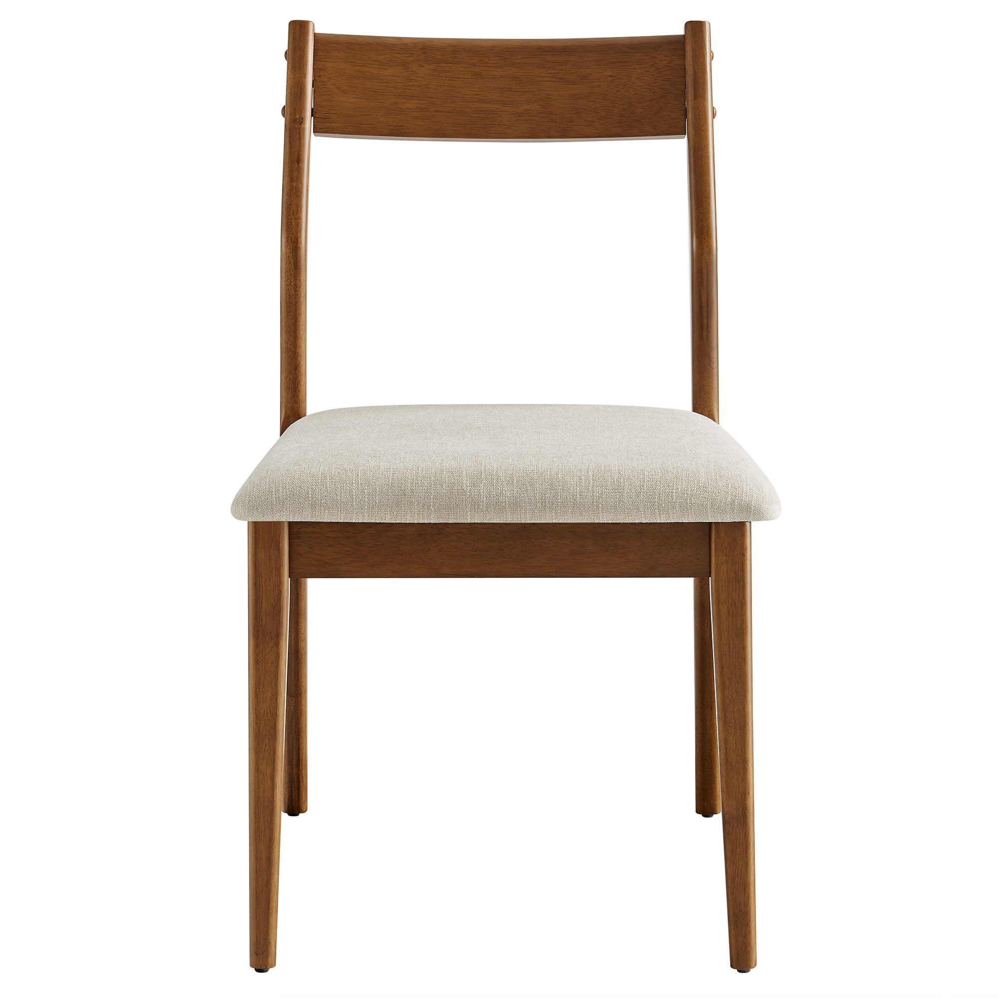 Solara Fabric Wood Dining Side Chairs Set of 2 - Walnut Heathered Weave Beige