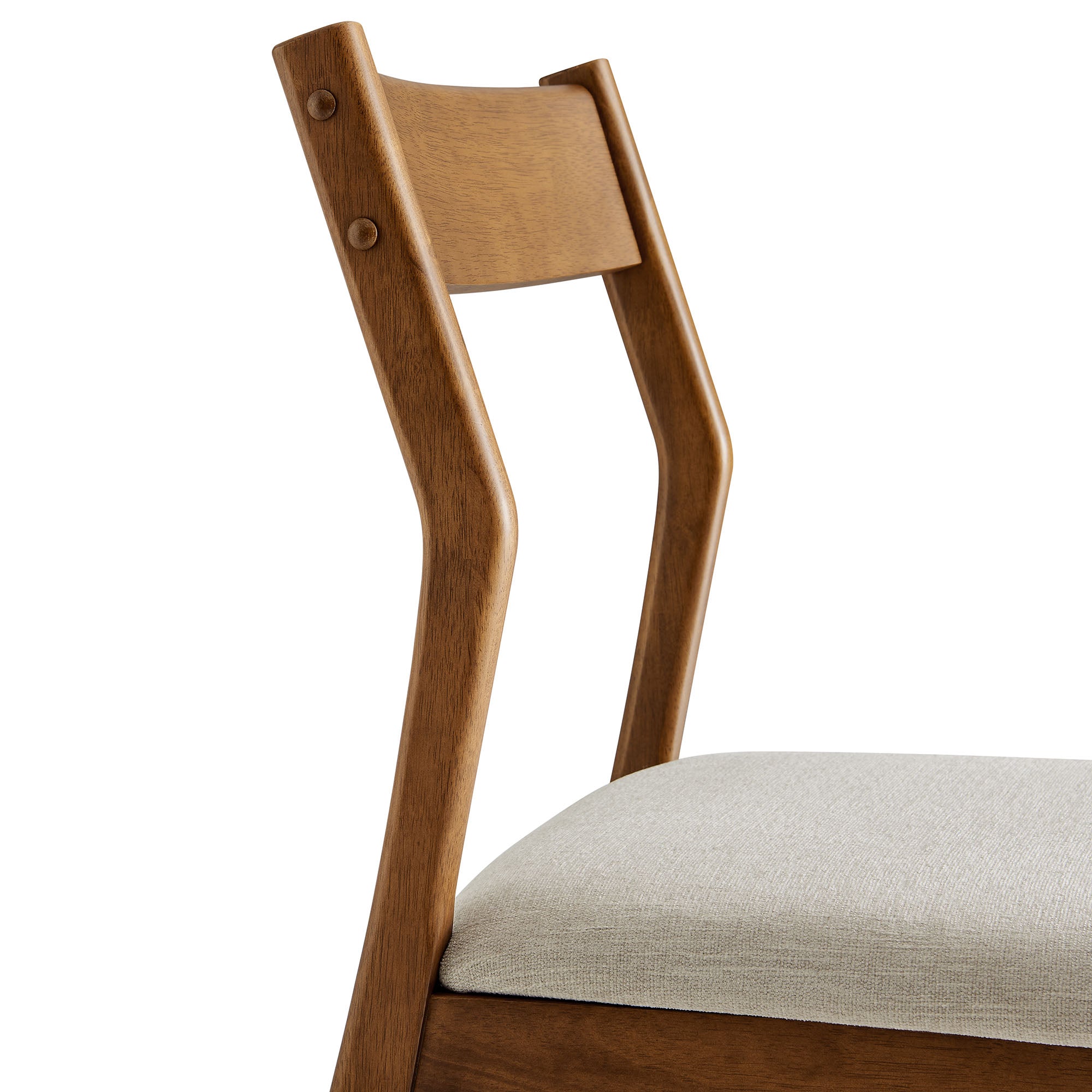 Solara Fabric Wood Dining Side Chairs Set of 2 - Walnut Heathered Weave Beige