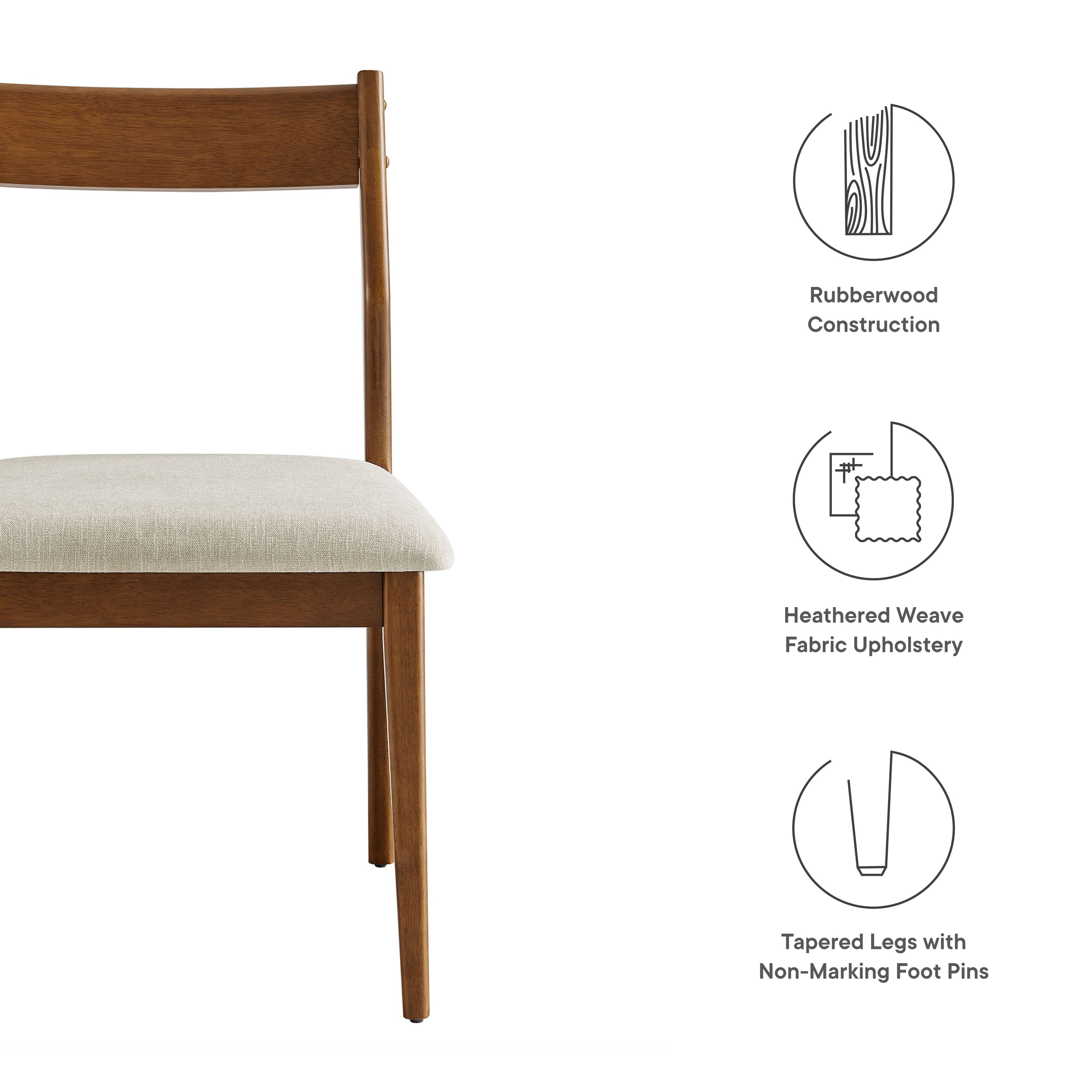 Solara 7-Piece Wood Dining Set with Fabric Upholstered Side Chairs - Walnut Heathered Weave Beige