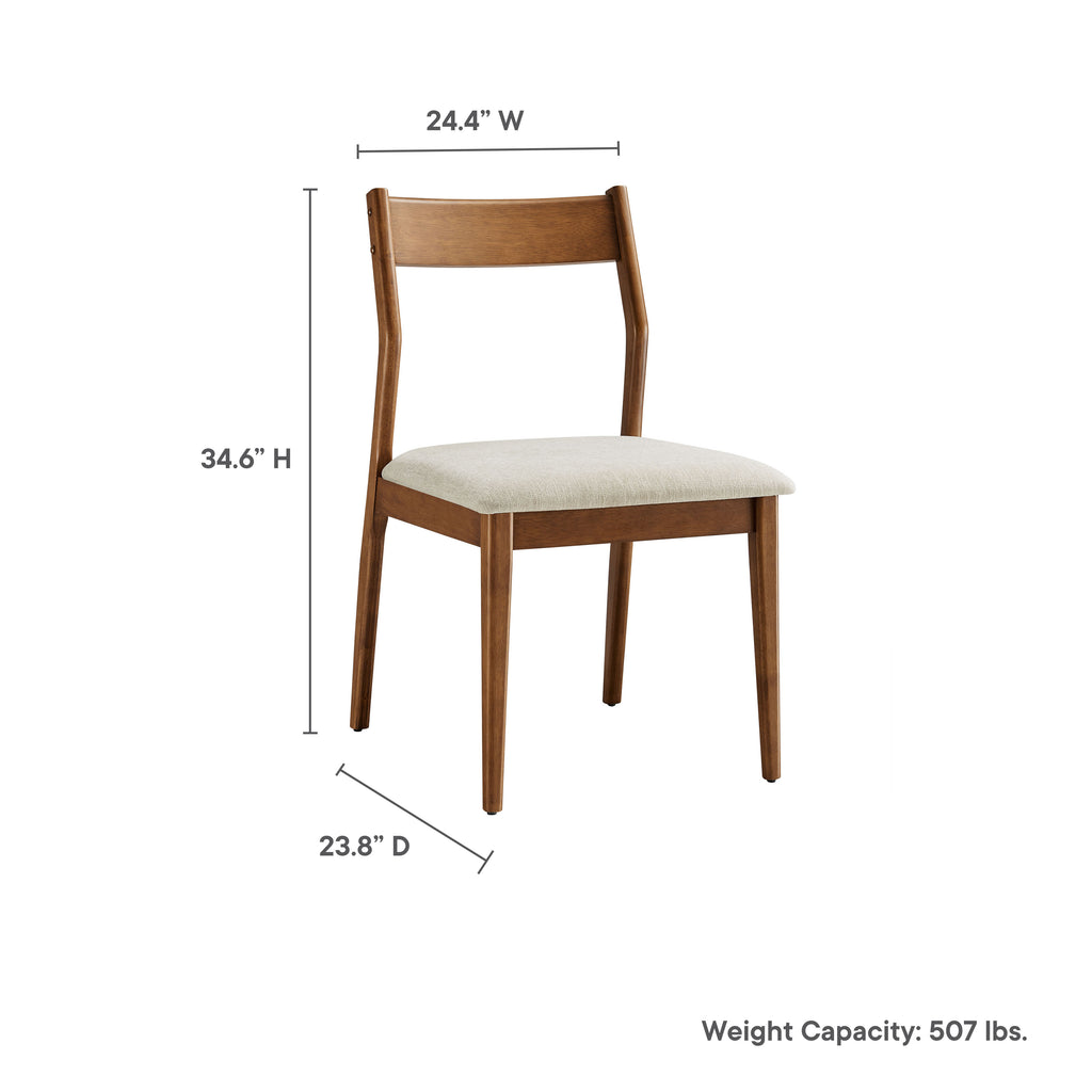 Solara 7-Piece Wood Dining Set with Fabric Upholstered Armchairs - Walnut Heathered Weave Beige