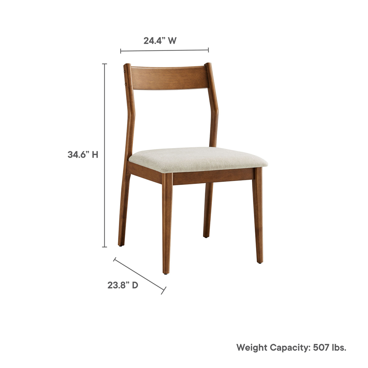 Solara 7-Piece Wood Dining Set with Fabric Upholstered Armchairs - Walnut Heathered Weave Beige