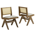 Thera Vegan Leather and Cane Dining Side Chairs Set of 2 - Weathered Oak Stone