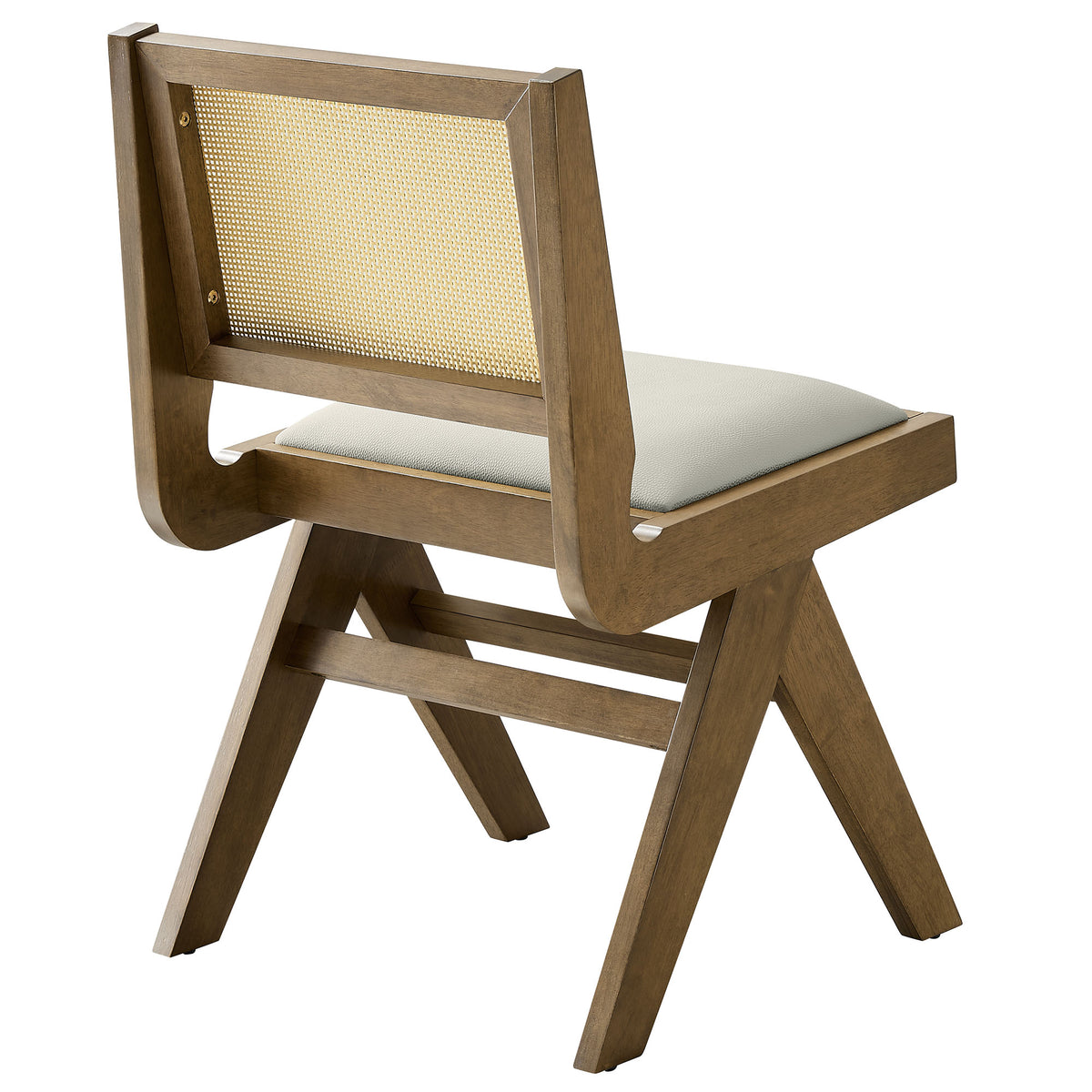 Thera Vegan Leather and Cane Dining Side Chairs Set of 2 - Weathered Oak Stone