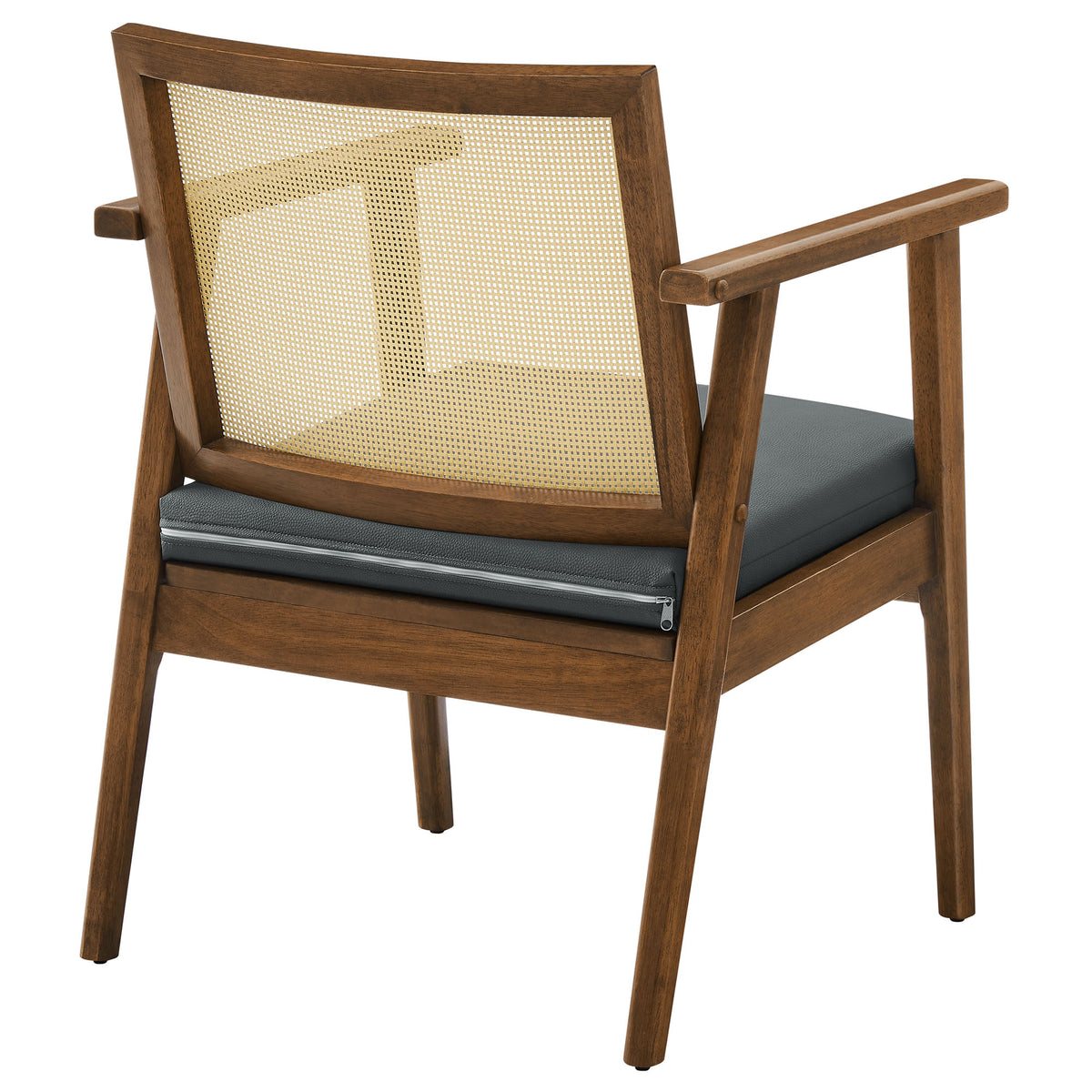 Thera Vegan Leather and Cane Accent Armchairs Set of 2 - Walnut Black