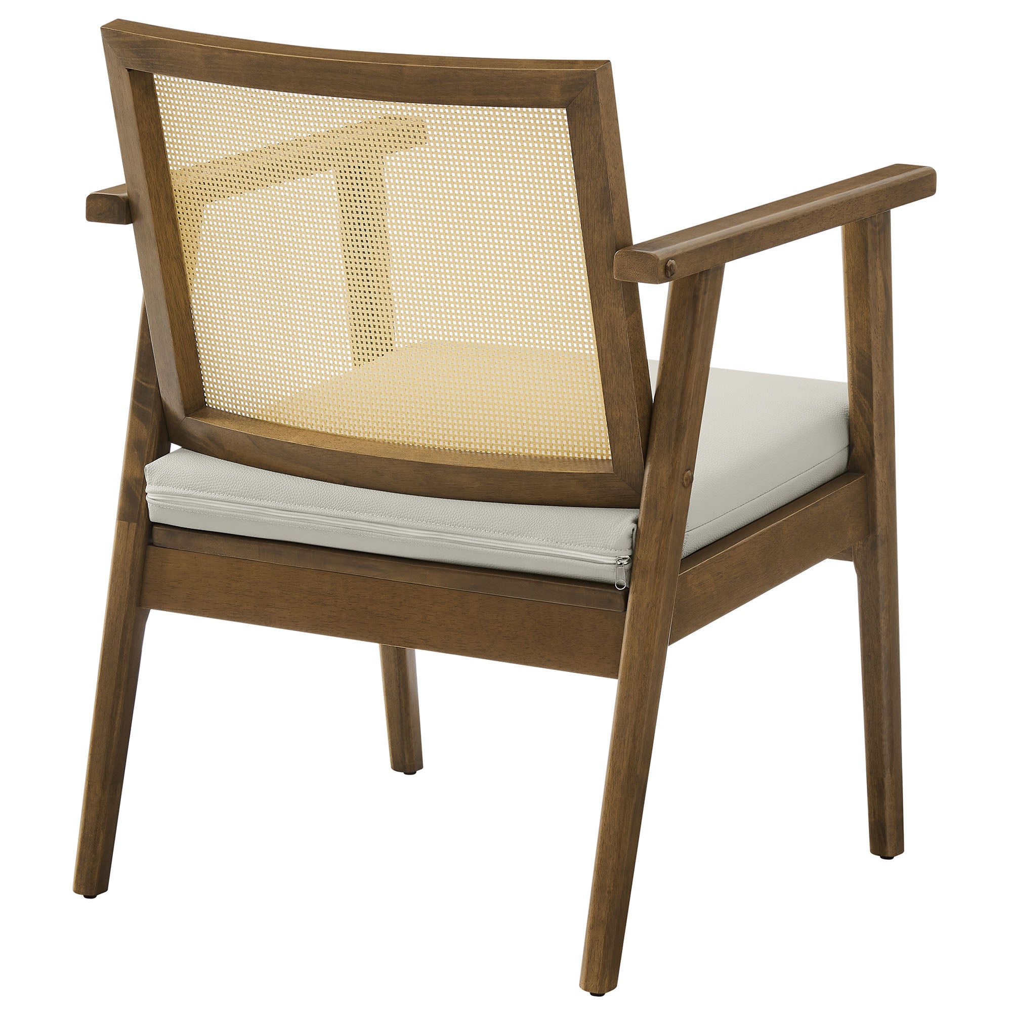 Thera Vegan Leather and Cane Accent Armchairs Set of 2 - Weathered Oak Stone