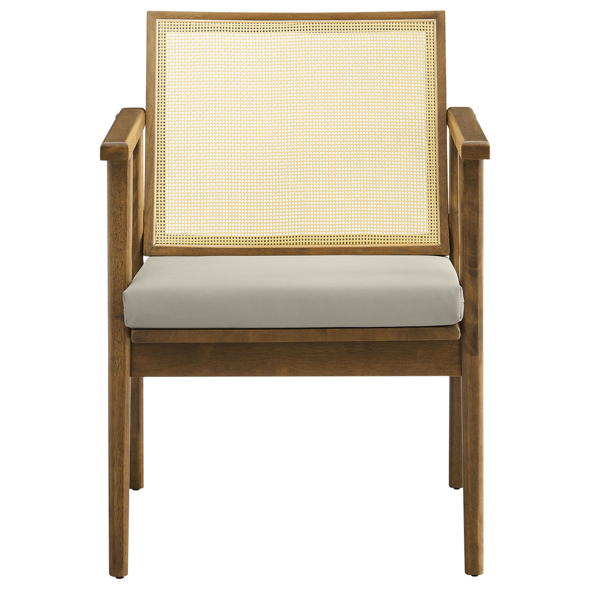 Thera Vegan Leather and Cane Accent Armchairs Set of 2 - Weathered Oak Stone
