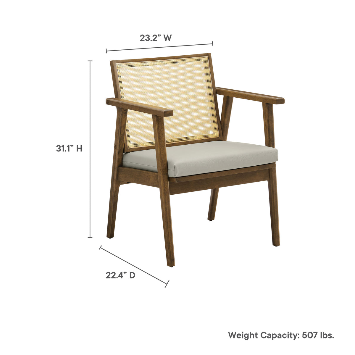 Thera Vegan Leather and Cane Accent Armchairs Set of 2 - Weathered Oak Stone