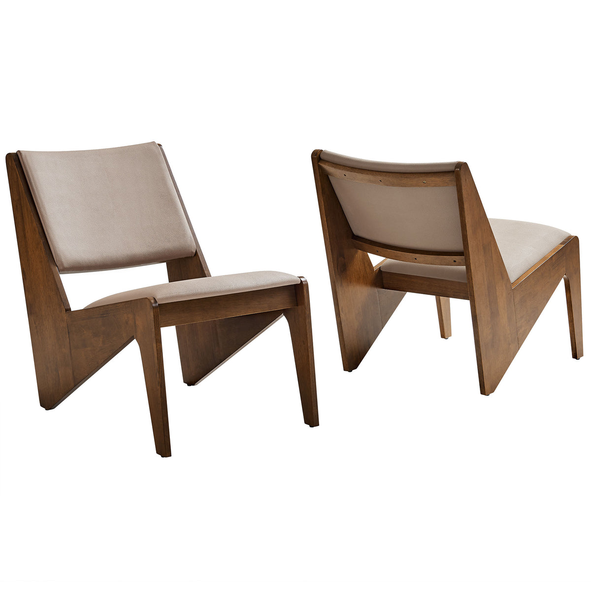 Rylina Vegan Leather Accent Chairs Set of 2 - Walnut Brown