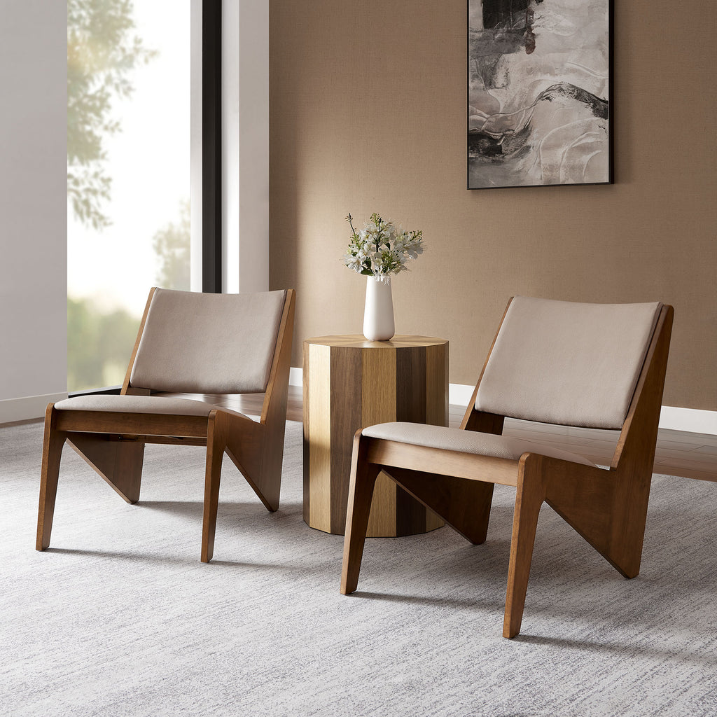 Rylina Vegan Leather Accent Chairs Set of 2 - Walnut Brown