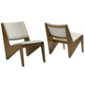 Rylina Vegan Leather Accent Chairs Set of 2 - Weathered Oak Stone