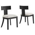 Peregrine Wood and Fabric Upholstered Dining Chairs Set of 2 - Black Heathered Weave Ivory