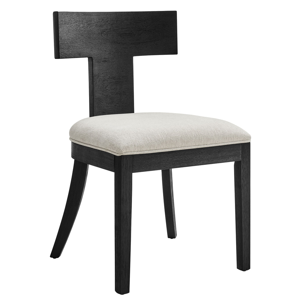 Peregrine Wood and Fabric Upholstered Dining Chairs Set of 2 - Black Heathered Weave Ivory