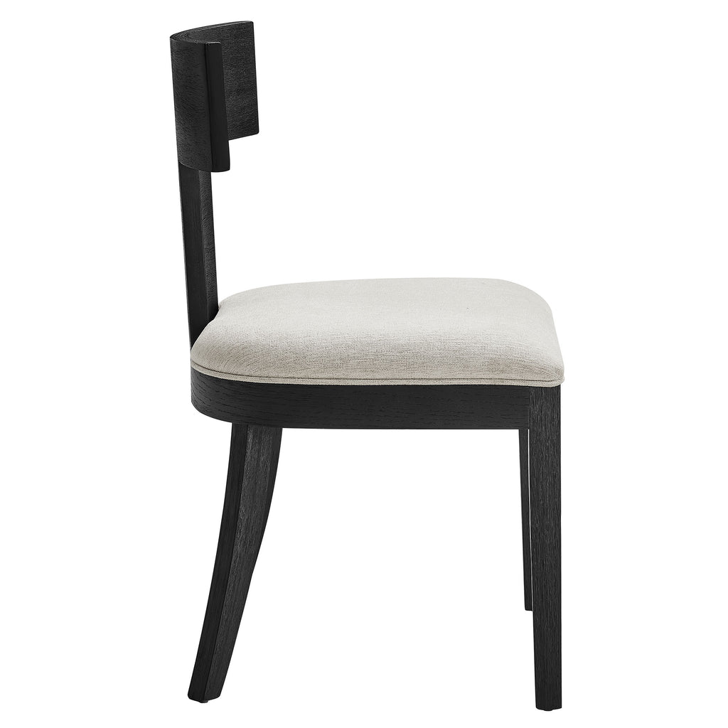 Peregrine Wood and Fabric Upholstered Dining Chairs Set of 2 - Black Heathered Weave Ivory