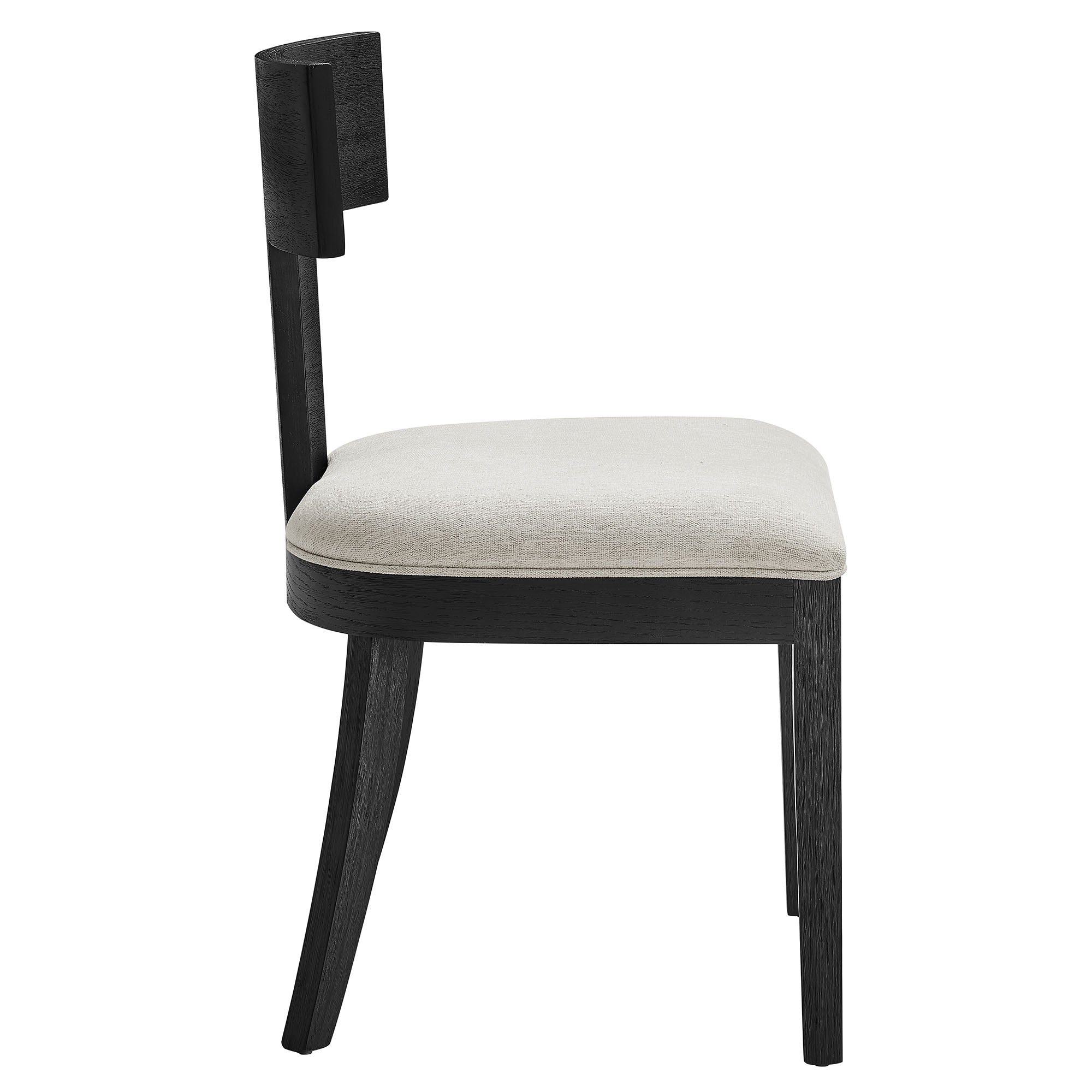Peregrine Wood and Fabric Upholstered Dining Chairs Set of 2 - Black Heathered Weave Ivory