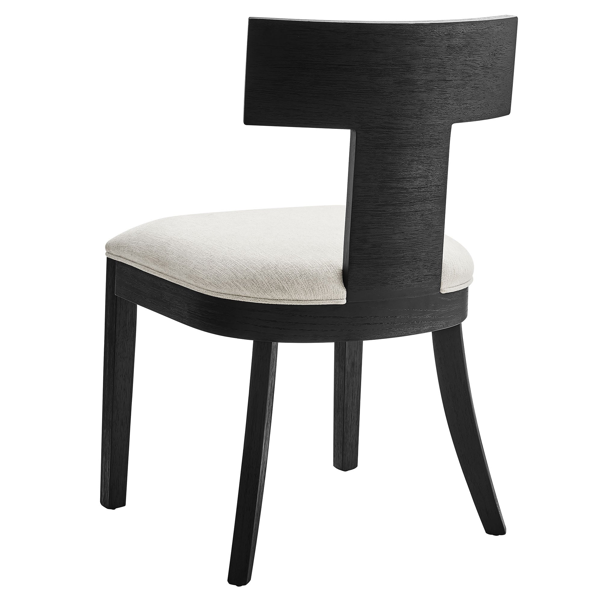 Peregrine Wood and Fabric Upholstered Dining Chairs Set of 2 - Black Heathered Weave Ivory