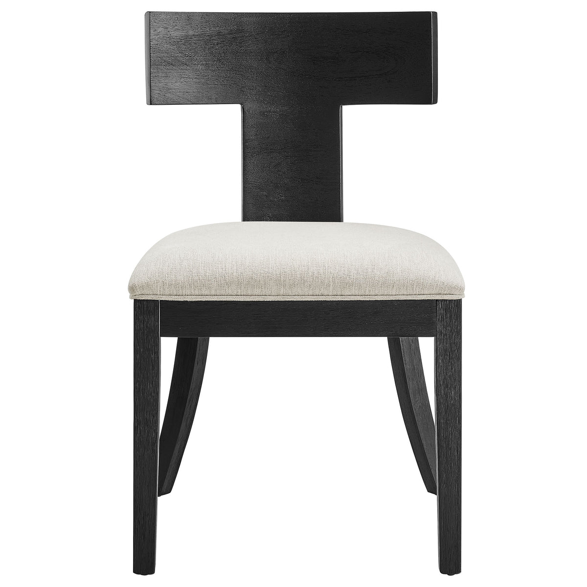 Peregrine Wood and Fabric Upholstered Dining Chairs Set of 2 - Black Heathered Weave Ivory