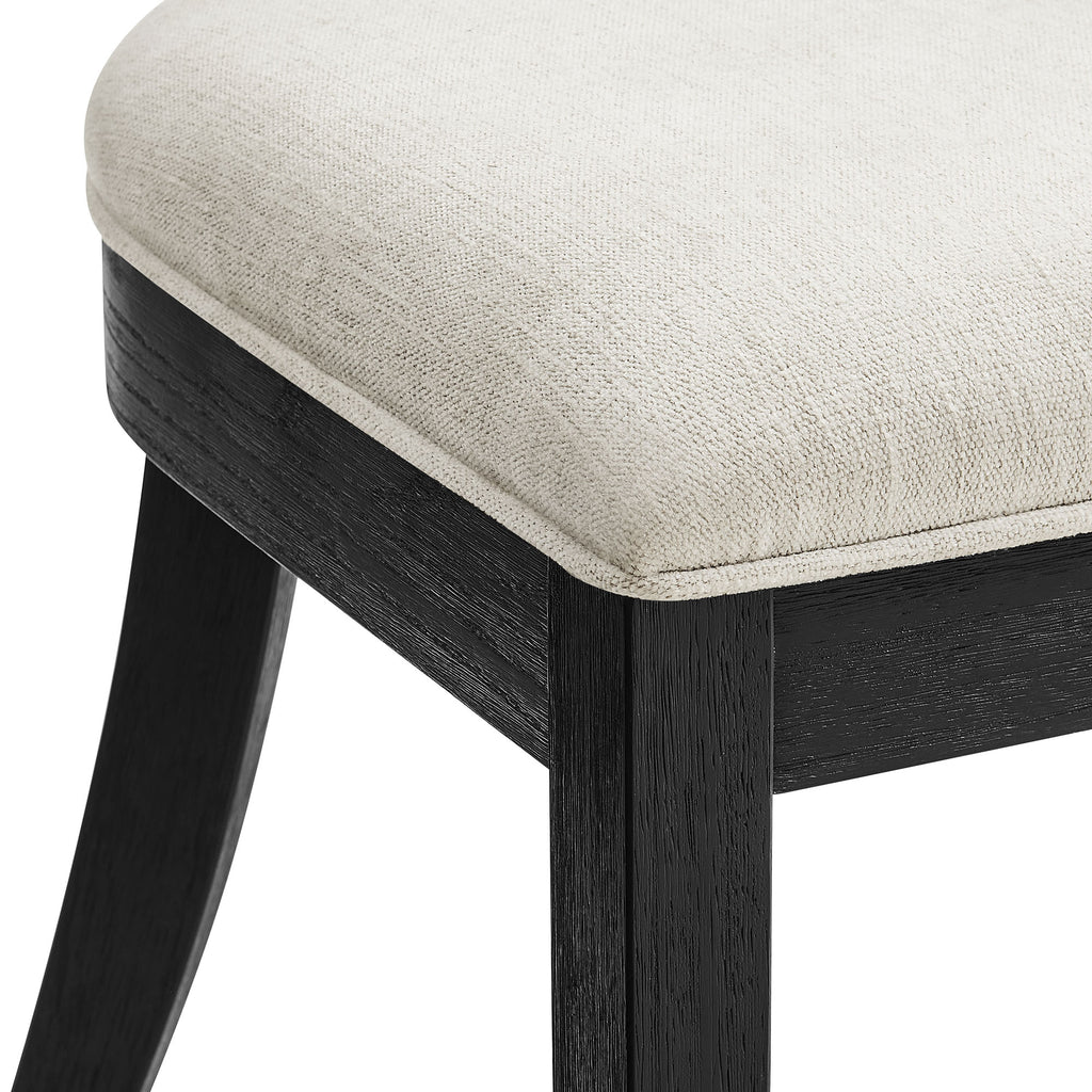 Peregrine Wood and Fabric Upholstered Dining Chairs Set of 2 - Black Heathered Weave Ivory