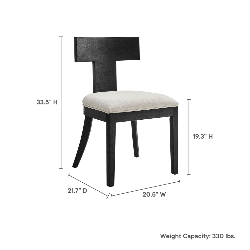 Peregrine Wood and Fabric Upholstered Dining Chairs Set of 2 - Black Heathered Weave Ivory