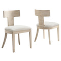 Peregrine Wood and Fabric Upholstered Dining Chairs Set of 2 - Natural Heathered Weave Ivory