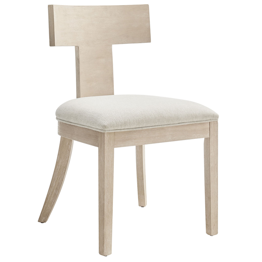 Peregrine Wood and Fabric Upholstered Dining Chairs Set of 2 - Natural Heathered Weave Ivory