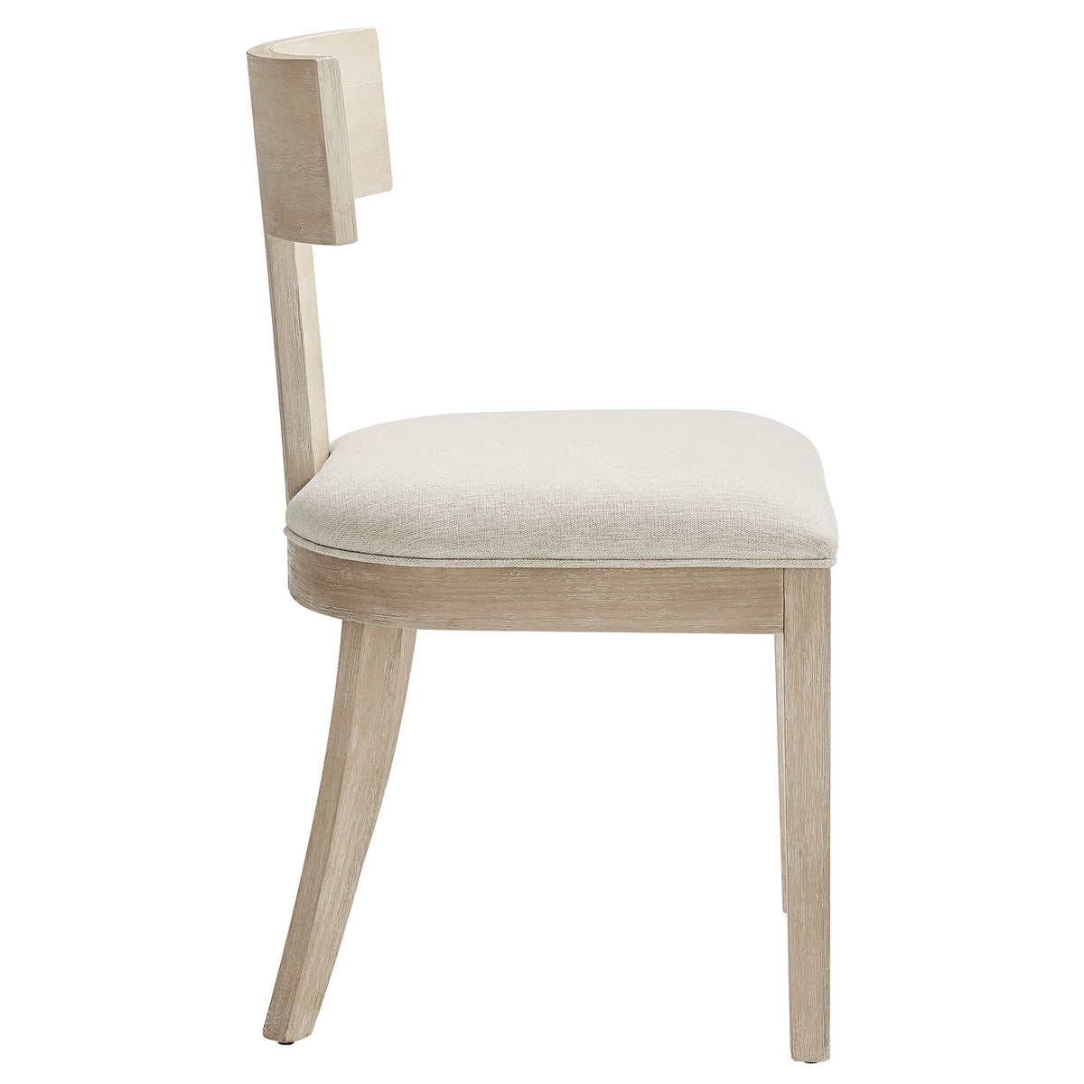 Peregrine Wood and Fabric Upholstered Dining Chairs Set of 2 - Natural Heathered Weave Ivory