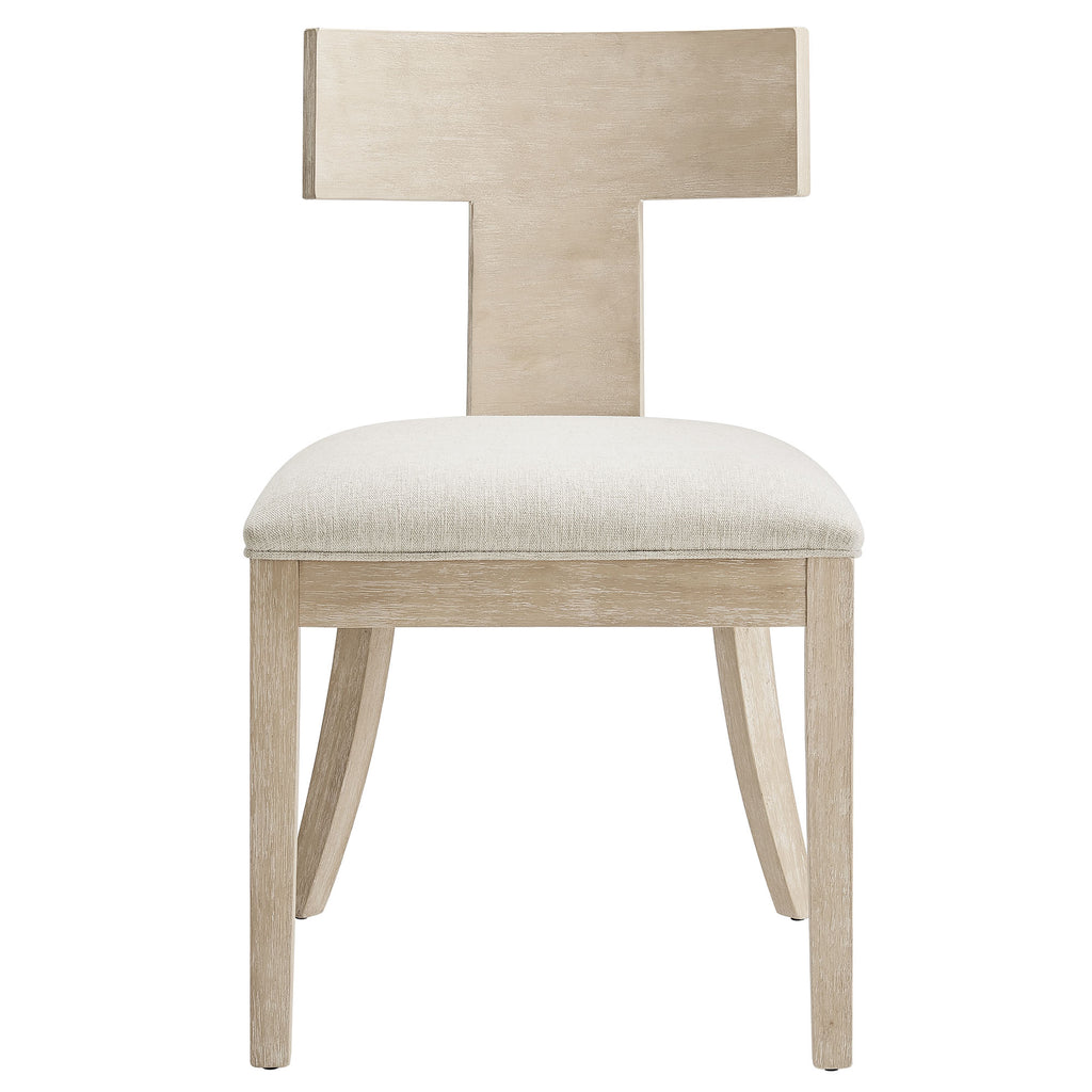 Peregrine Wood and Fabric Upholstered Dining Chairs Set of 2 - Natural Heathered Weave Ivory