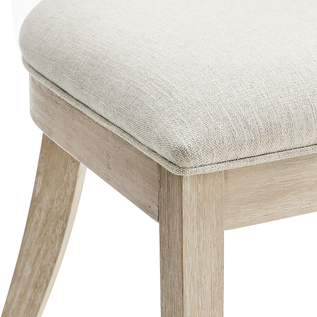 Peregrine Wood and Fabric Upholstered Dining Chairs Set of 2 - Natural Heathered Weave Ivory