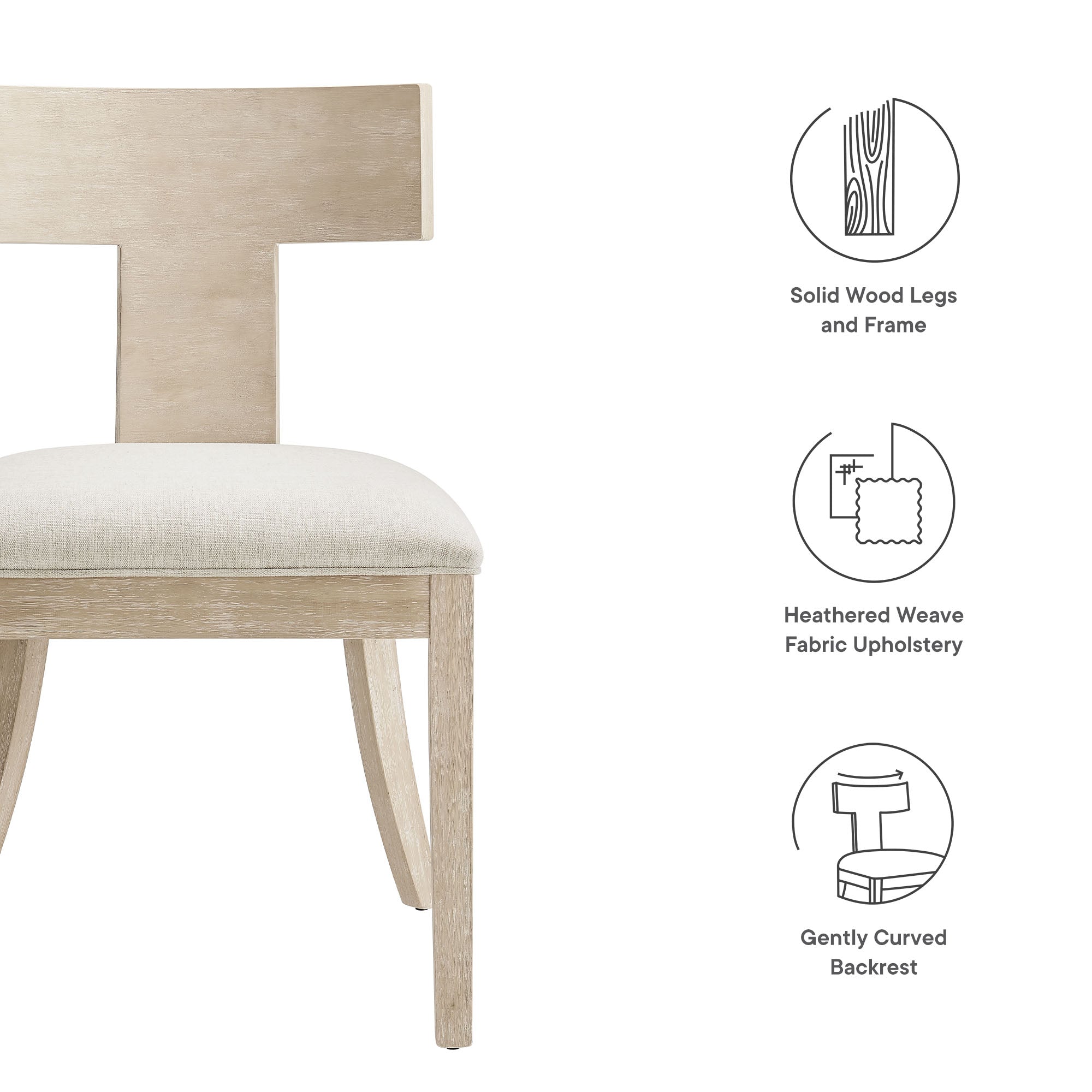 Peregrine Wood and Fabric Upholstered Dining Chairs Set of 2 - Natural Heathered Weave Ivory