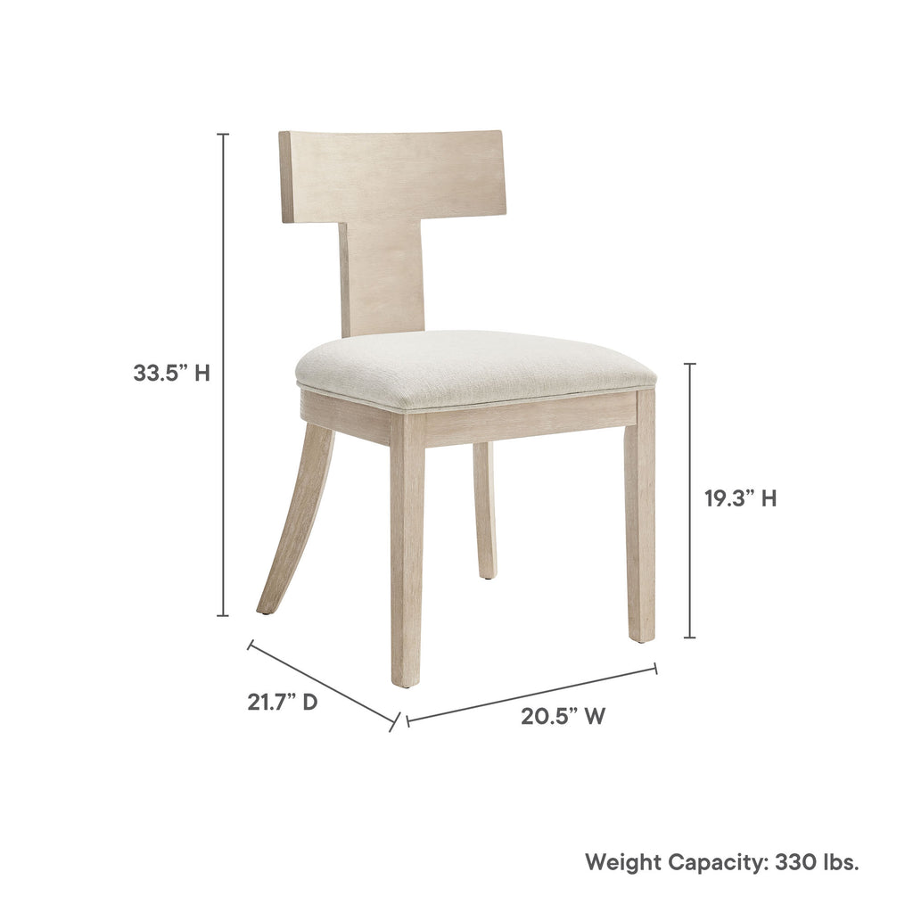 Peregrine Wood and Fabric Upholstered Dining Chairs Set of 2 - Natural Heathered Weave Ivory