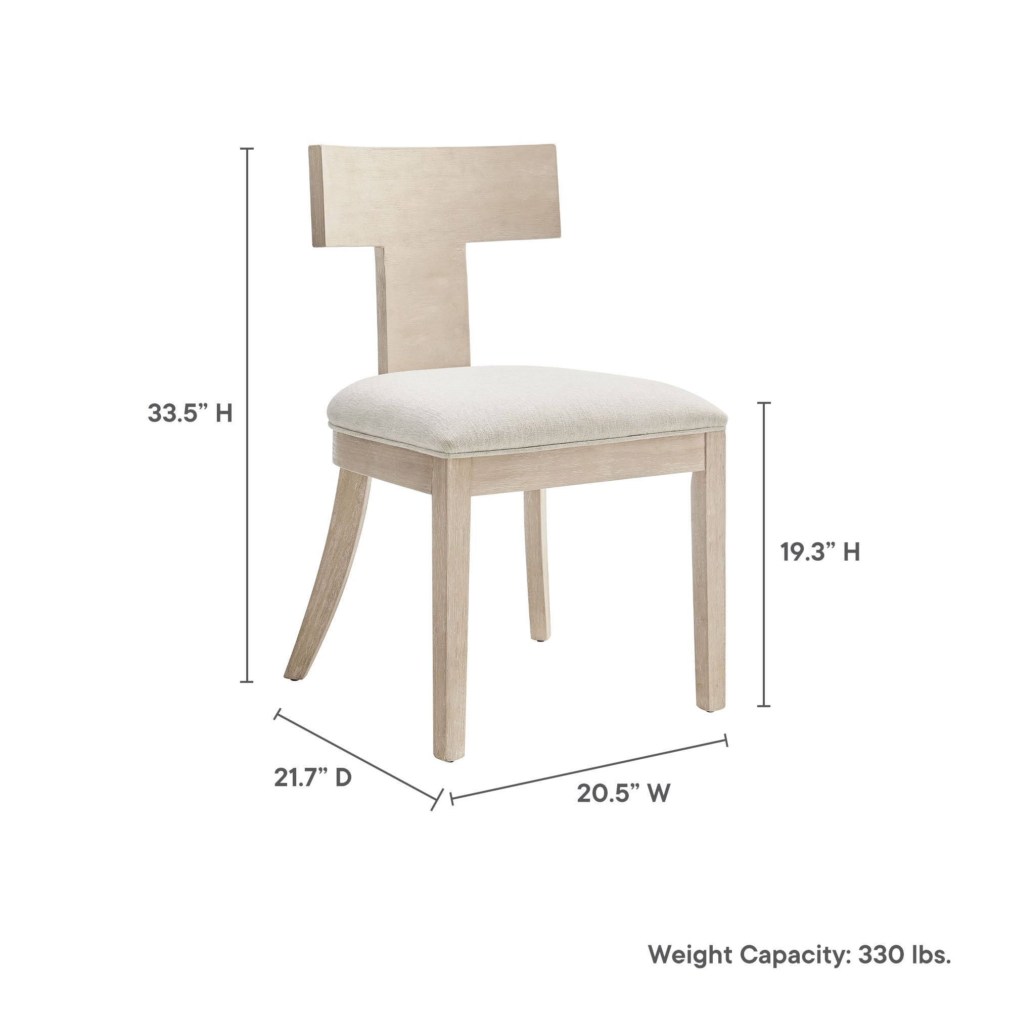Peregrine Wood and Fabric Upholstered Dining Chairs Set of 2 - Natural Heathered Weave Ivory