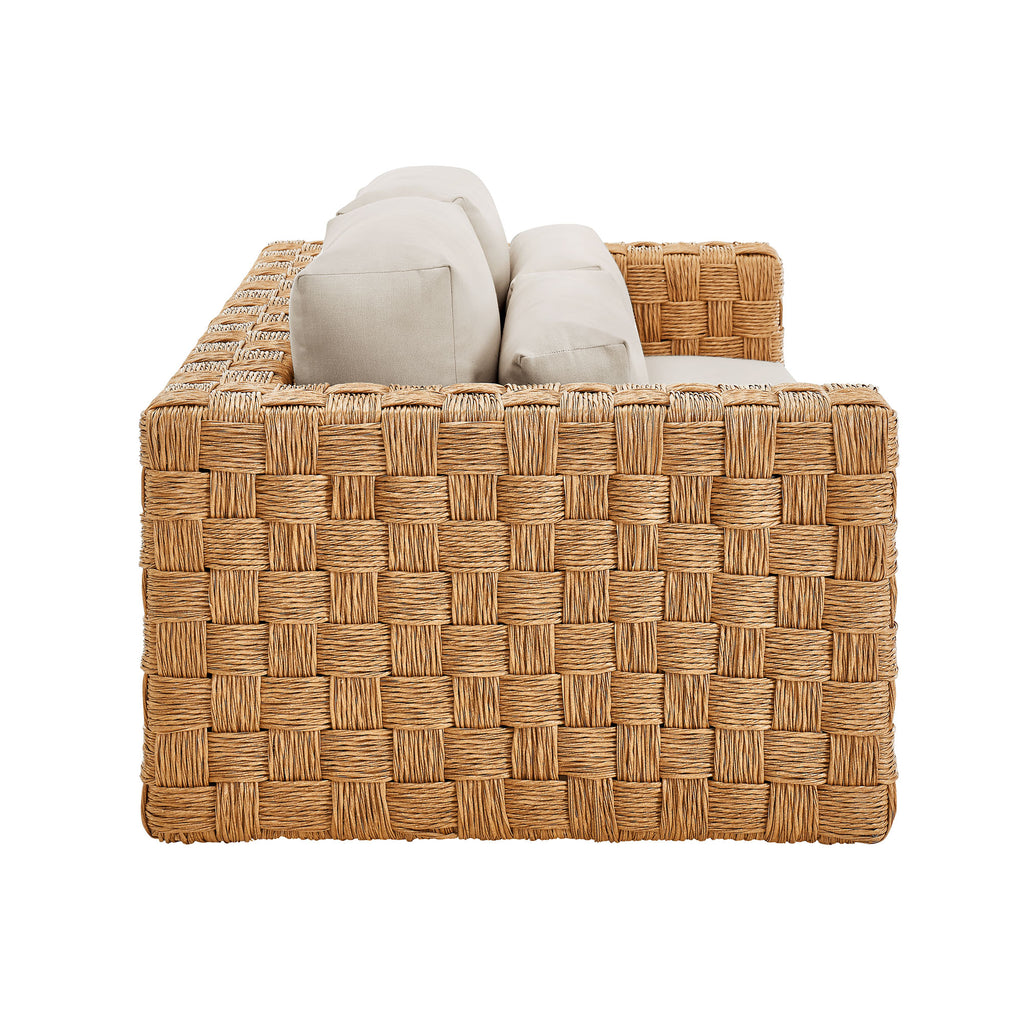 Thames Outdoor Patio Wicker Outdoor Patio Rattan Loveseat - Natural Light Gray