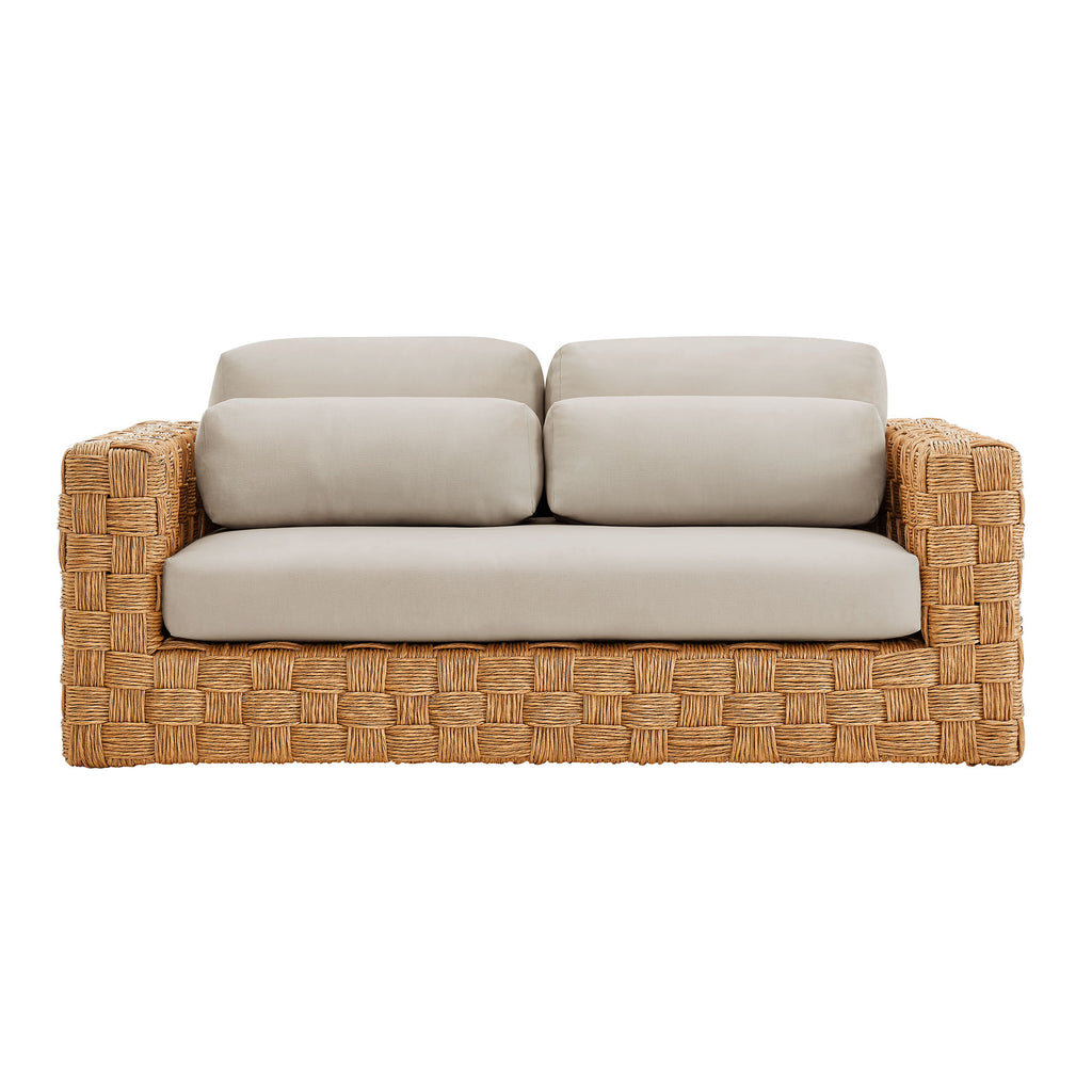 Thames Outdoor Patio Wicker Outdoor Patio Rattan Loveseat - Natural Light Gray