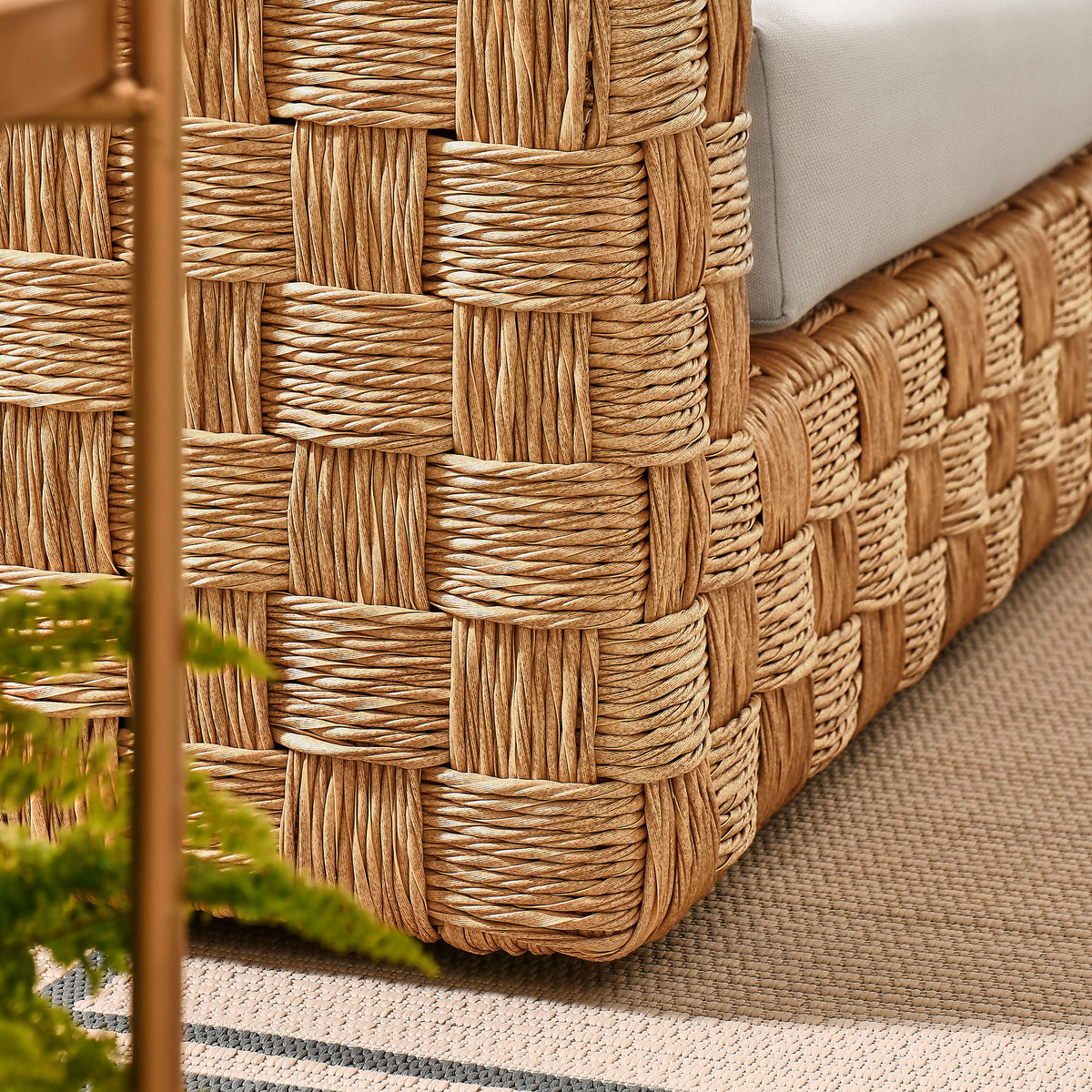Thames Outdoor Patio Wicker Outdoor Patio Rattan Loveseat - Natural Light Gray