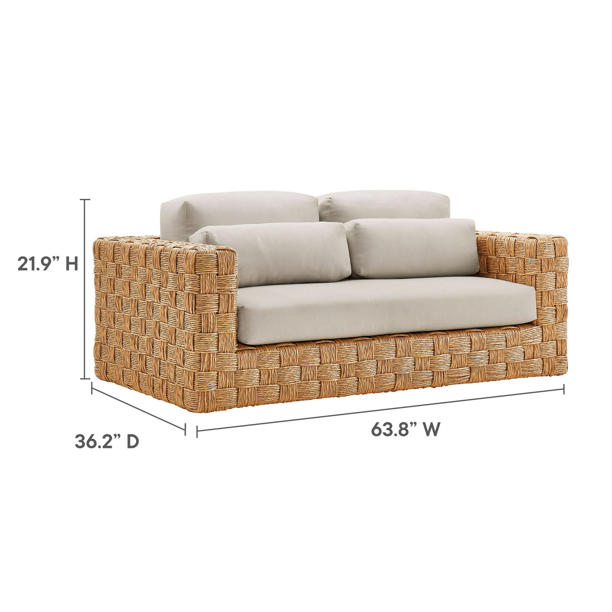Thames Outdoor Patio Wicker Outdoor Patio Rattan Loveseat - Natural Light Gray