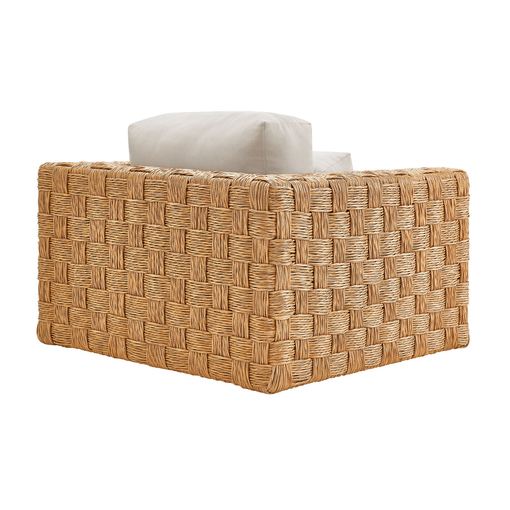 Thames Outdoor Patio Wicker Outdoor Patio Rattan Armchair - Natural Light Gray