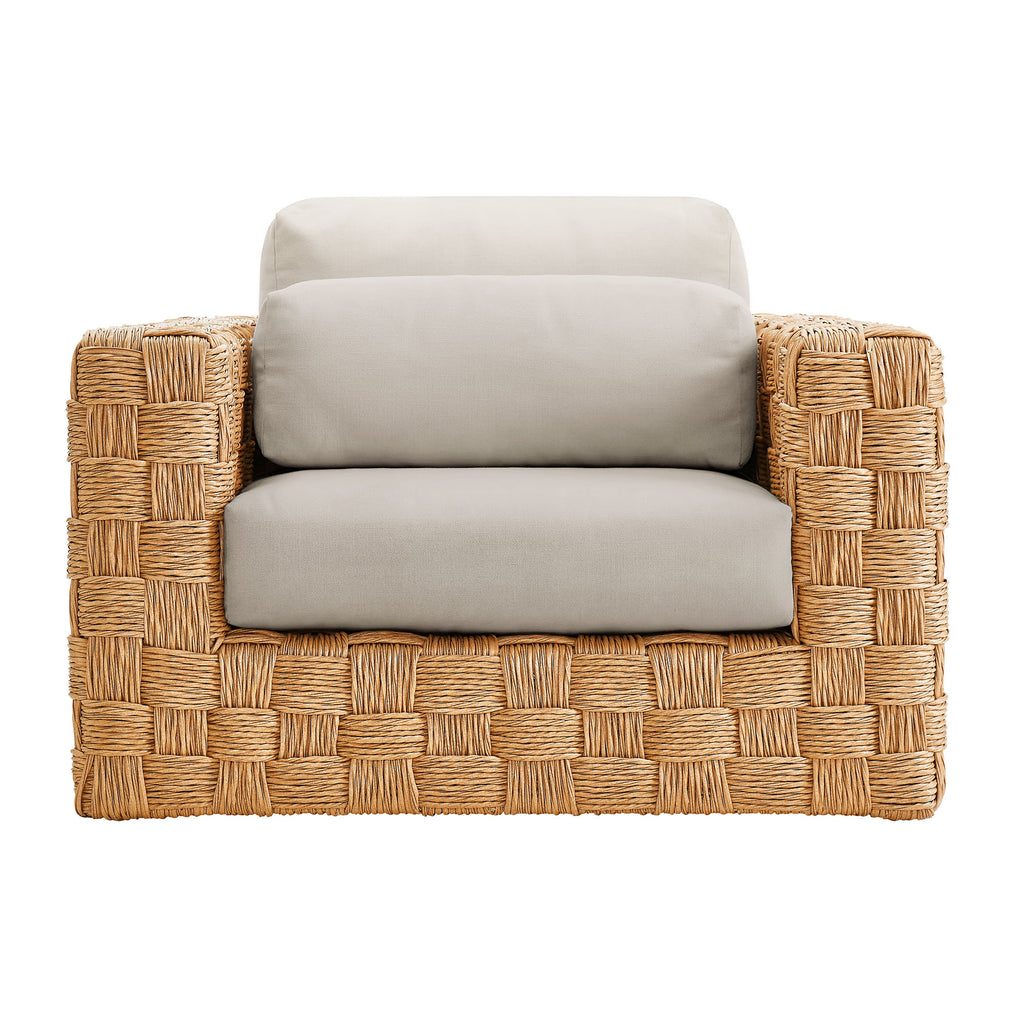Thames 4-Piece Outdoor Patio Wicker Outdoor Patio Rattan Furniture Set - Natural Light Gray
