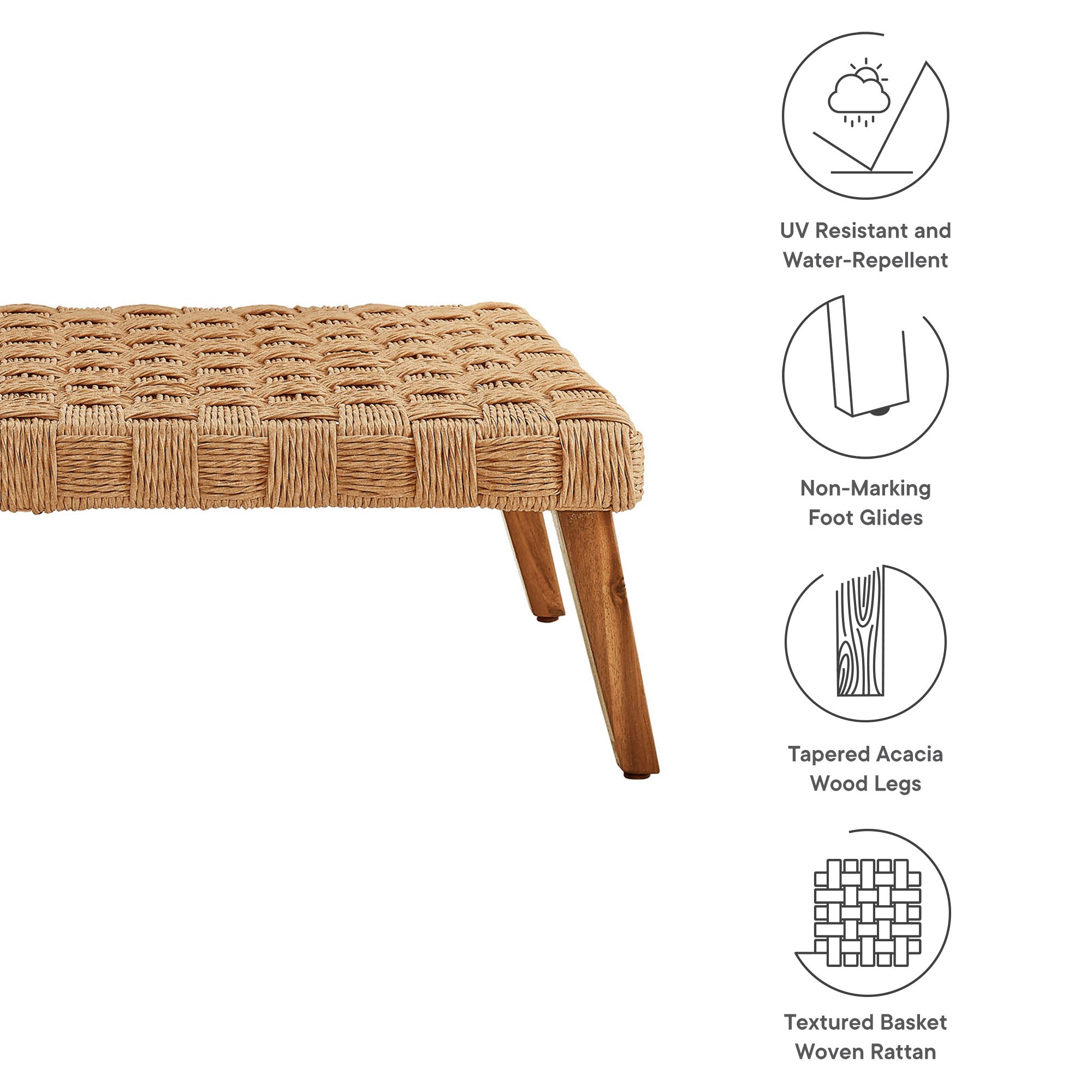 Thames Outdoor Patio Wicker Outdoor Patio Rattan Coffee Table - Natural