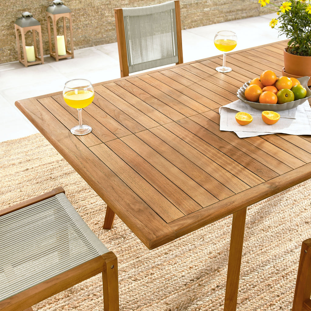 Vienna 7-Piece Outdoor Patio Teak and Rope Dining Set with Armless Chairs - Natural Natural